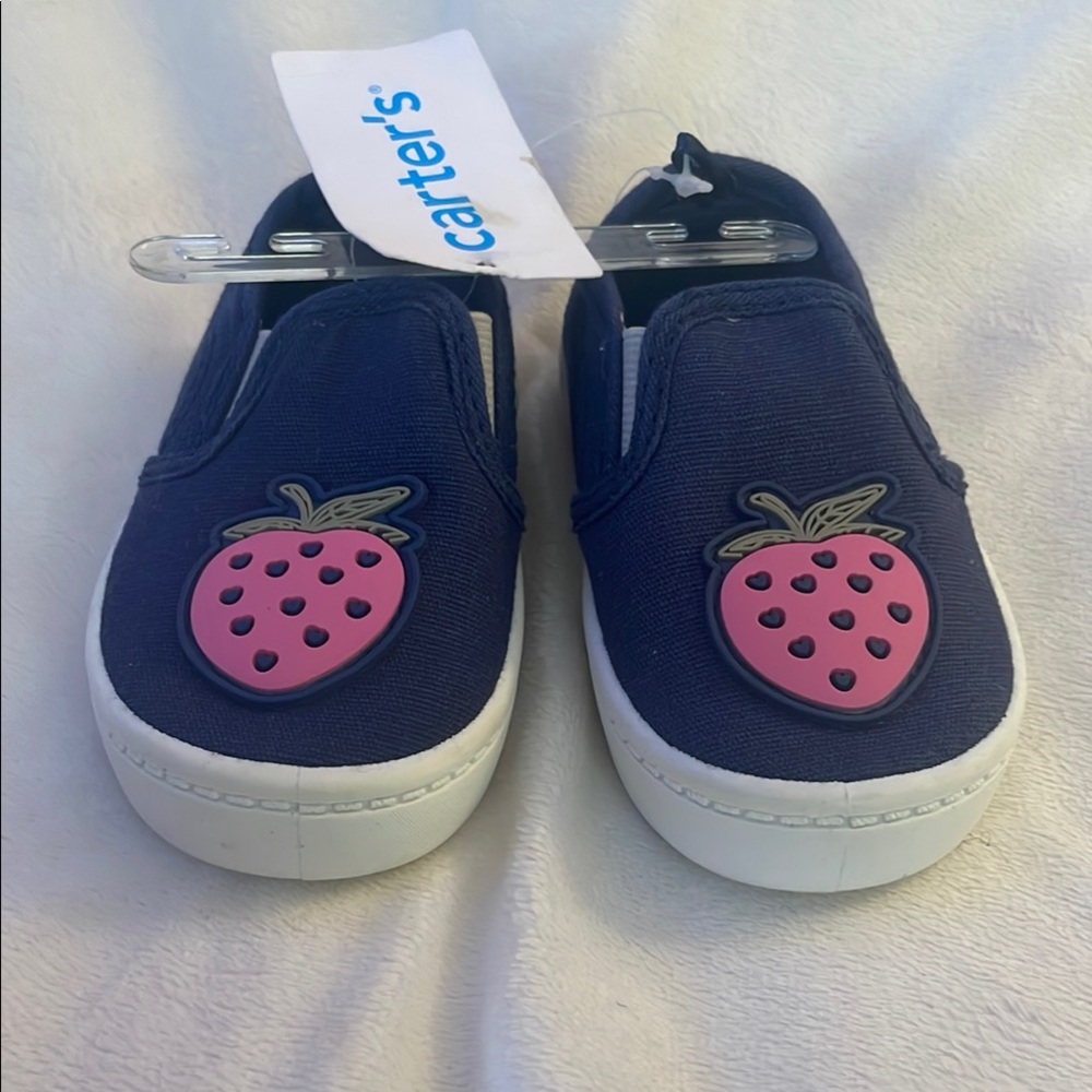 NWT Carter's Blue and Pink Strawberry Slip Ons